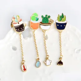 Pins Brooches Colorf Brooch Set Succent Potted Aloe Vera Enamel Tassel Pin Shirt Lapel Pins Jacket Bag Accessories Drop Delivery Jew Dhgum