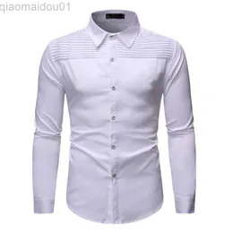 Camicie casual da uomo Camicia da smoking da uomo Camicia bianca con colletto rovesciato Camicia da uomo a maniche lunghe slim fit Camicia da sposo formale da uomo d'affari L230721