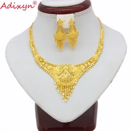 Adixyn Dubai Nappa Collana Orecchini Set Gioielli Per Le Donne Ragazza Colore Oro Africano Etiope India Gioielli Festa Nuziale N11214213E