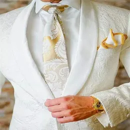 세련된 흰색 신랑 턱시도 잘 생긴 슬림 핏 남자 웨딩 신랑 파티 파티 파티 슈트 재킷 팬 넥타이 w830207t