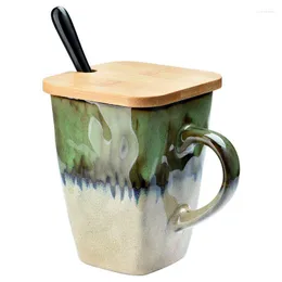 Cups Saucers Enamel Mug Ins Nordic Style Square Eco-Friendly Ceramics Drinking Tool Fashion For Tea Milk Coffee Cup Creativity Wholesale