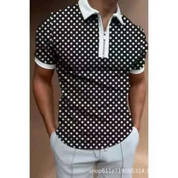 Herrpolos Summer European and American Style Fashionable Print T Shirt Men Clothing Golf Short SemeVes Bekväm Polo 230720