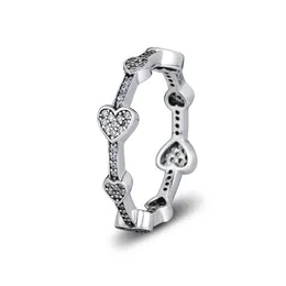 Pandora Jewelry Ring Silver 매혹적인 하트 반지와 함께 CZ 100% 925 스털링 실버 보석 전체 DIY를위한 DIY 313R