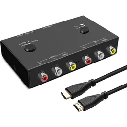 2 Port AV till HDMI Converter Dual RCA till HDMI Converter CVBS Switch Adapter för VCR DVD -spelare, TV och projektor PS3