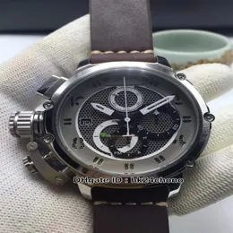 Nowy lewy pod ręką 50 mm U51 U-51 stalowa szkielet szkielet kwarc chronograf męski zegarek chimera brąz 7474 skórzany pasek gents Sport318U