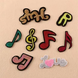 Iron On Patches DIY sequined Patch sticker For Clothing clothes Fabric Badges Sewing shiny glitter note love music etc253T