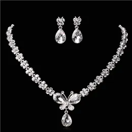 Wedding Jewelry Shining New Cheap 2 Sets Rhinestone Bridal Jewelery Accessories Crystals Necklace and Earrings for Prom Pageant Pa277j