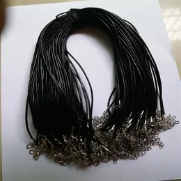 100 peças 2 0mm cordão de colar de couro genuíno preto com cordão de fecho de lagosta para colar de joias, suprimentos para fabricação de pulseiras 43CM262z