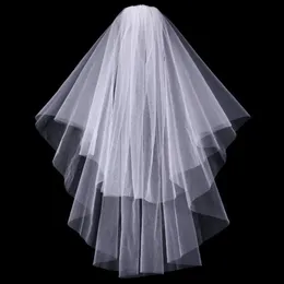 Cheap Exquisite Short Bridal Veil Netting Two-Layer Short Wedding Veil With Comb Fingertip Length Handmade Noble White Ivory Headw267q