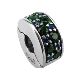 2017 verano Original 925 cuentas de clip de plata esterlina cuentas sueltas se adapta a Pandora pulsera joyería con circón verde diy encantos wom243O