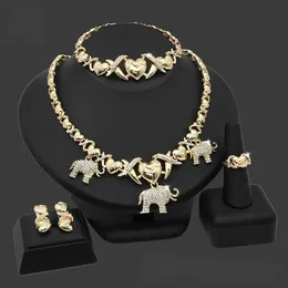 Dubai Gold Jewelry Sets Nigerian Wedding African Beads Crystal Bridal Jewellery Set Ethiopian Jewelry parure 210619268u