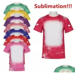 Other Festive Party Supplies Wholesale Sublimation Bleached Shirts Heat Transfer Blank Bleach Shirt Polyester T-Shirts Us Men Wome Dhkcs