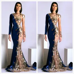 Aso Ebi 2019 Arabic Sparkly Sexy Evening Dresses Sheer Neck Mermaid Prom Dressses Mermaid Velvet Formal Party Bridesmaid Pageant G233p