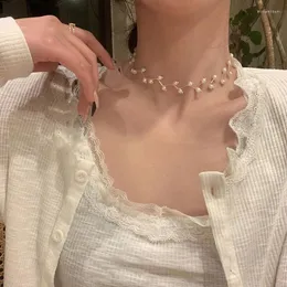 Choker Korean Fashionlight Extravagant Temperament Pearl Kort för kvinnor Trendiga CLAVICLE -kedje smycken Tillbehör