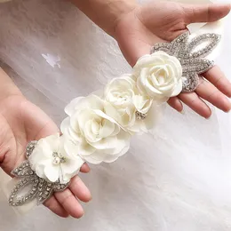 Wedding Sashes Chiffon Flowers Bridal Belt Rhinestone Dress For Bride Accessories White Ivory Black Red Silver In Stock Bulk Order257g