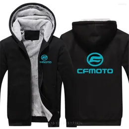 Moletom com capuz masculino Cfmoto Logo Winter Print Jaquetas Fleece Zipper Grosso Quente Com Capuz Confortável Acolchoado