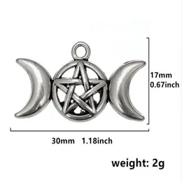 Triple Moon Goddess Pendant Charms Fit Netlace Bracelet Pentagram Pentacle Protect star284a