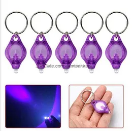 Mini Torch Key Chain Ring Keyring Ultraviolet LED -lampor UV -lampor LED Keychain Flashlight Torch Mini Flash Light Emergency Lamp