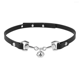 Choker Fashion Bell PU Leather Gothic Punk Black Pendant Collar Neck Personality Jewelry For Women Men