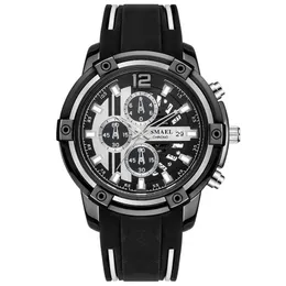 SMAEL Relogio Masculino Smael Cinturino in caucciù Orologio al quarzo moda uomo SL-9081 quadrante fine Pulsante pin 30M Orologio da polso impermeabile252n