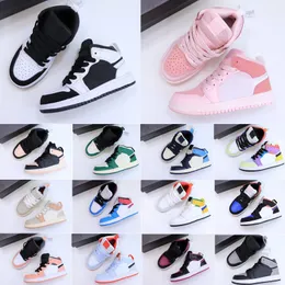 1S High Kids Ayakkabılar 1 Gençlik Erkek Kızlar Spor Ayakkabıları Basketbol Ayakkabı Çocuk Siyah Beyaz Mavi Eğitmenler Bebek yetiştirildi Chicago Dijital Pembe Sneaker