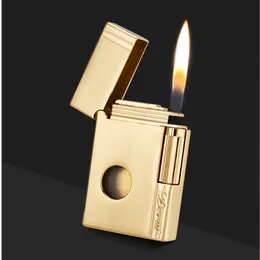 New Business Gas Lighter Compact Butane Metal PING Bright Sound Cigar Cigarette Lighter Inflated Men Gift Smoking Accessories
