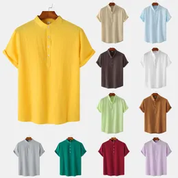 Camisas casuais masculinas 2023 verão algodão linho praia moda oversized manga curta camiseta camisa superior roupa de treino