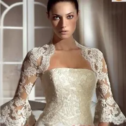 2015 Bridal Jackets with Half Sleeves Cheap Bridal Accessories Wedding Wraps with Appliques Custom Made Wedding Boleros with Flare273O