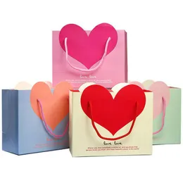 Pakowanie torby sercowej papierowe torba prezentowa przenośna wykwintna miłość opakowanie w kształcie miłości sklep walentynkowy imprezowy wystrój Dorad dostawa biuro Schoo Schoo DHBSP