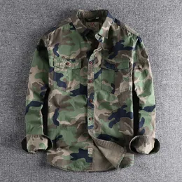 Camicie casual da uomo Uomo Camouflage Cargo Alta qualità Durevole Escursionismo all'aperto Sport Quotidiano Stile militare Camicia da taschino per giovani 230721