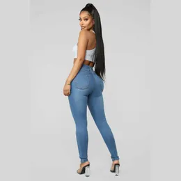 Women's Jeans 2023 S-4XL Oversized Women High Waist Ripped Skinny Casual Triple Breasted Stretch Slim Denim Pencil Pants