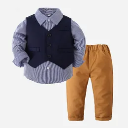 Kids Boy Formal Suits Blazers Party Födelsedagskläder Set Gentleman Baby Boys Suit Tops Shirt Waistcoat Tie Pant 3 st.