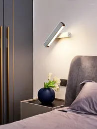 Lampada da parete a spettro completo Comodino Camera da letto Sfondo creativo Soggiorno a led con rotazione dell'interruttore