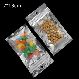 7x13cm Heat Sealable Clear Mylar Plastic Zipper Bag Package Retail Reclosable Aluminum Foil Food Grade Packing Zipper Bags 200pcs 235C