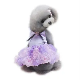 Pet Dog Rose Wedding Dress Puppy Princess härlig klädduk för liten hund Chihuahua Yorkshire vår sommar 270f