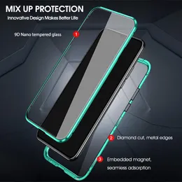 الملحقات 360 الغطاء الكامل Xiaomi Mi Max 3 حالة هاتف مغناطيسي معدني لـ Xiaomi Mi Max 3 Case Glass Coque Xiaomi Mi Max3 Fundas Shell