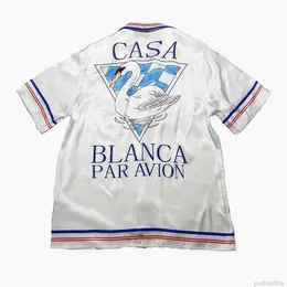 CASA 디자이너 패션 의류 셔츠 트랙 슈트 고품질 카사 블랑카 백조 애호가 유니활스 캐주얼 셔츠 짧은 슬리브