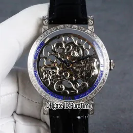 Nowa Calatrava 5180 1R Tourbillon Automatyczna męska zegarek rzeźbiony stalowy szkielet szkielet biały niebieski męski zegarek skórzane zegarki Pureti312o