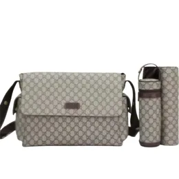 Hochwertige Wickeltasche, wasserdicht, Designer-Muttertasche, Wickeltasche, 3-teilig, Baby-Reißverschluss, braune Tasche mit Karomuster, A12