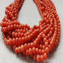 véritables perles rondes lisses de corail rouge rare Pierre naturelle 5-6mm 16inch310n