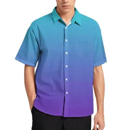 Mäns casual skjortor gradient strandskjorta vätska minimalistisk livlig hawaiian manlig estetiska blusar korta ärm anpassade toppar