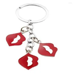 Keychains Fashion Emamel Red Lips Keychain Kawaii Nyckelkedjor Holder Souvenir Present For Women Men Handbag Car Ring Diy Jewelry Trinket