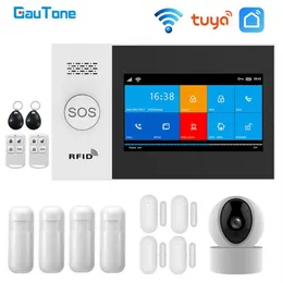 GAUTONE PG107 WIFI GSM Larmsystem för hemsäkerhetslarm Stöd Tuya App Remote Contorl Compatible Alexa med IP Camera197Z