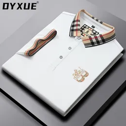 Men's Polos DYXUE Shirts Lapel Polo Shirt Cool Summer Cotton Fashion Soft Short Sleeve Casual Pure Color Highquality Embroidery 230721