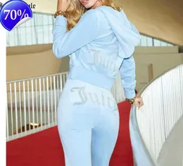 ジューシーなアップルの女性のトラックスーツベルベット縫製スーツ衣装2ピースジョギングベロールスウェットシャツメットフーディーパンツスーツレディースモーション現在994ess