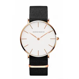 Hannah Martin 36MM Simple Dial Womens Watches Accurate Quartz Ladies Watch Comfortable Leather Strap or Nylon Band Wristwatches2418