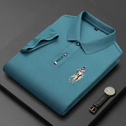 Polos para hombre, chaqueta transpirable de marca de verano 2023, polo de manga corta seco de negocios con bordado de algodón de lujo, cuello sólido M4xl 230721