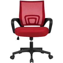 Cadeira de mesa para computador com rodinhas cadeira de escritório de malha com altura ajustável vermelha 323G