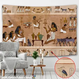 墓石黄色の古代エジプトタペストリーウォールぶら下がった古い文化印刷ヒッピーエジプトのタペストリー壁布ホーム装飾ヴィンテージタペストリー