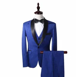 Royal Blue Groom Tuxedos Man Suits Peak Lapel Groomsmen One Buttons Groom Tuxedos Custom Man Suit Men Blazers 재킷 Pan245m